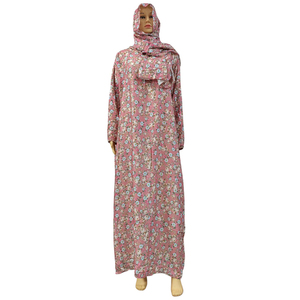 Nuovissimo Abito Musulmano in Cotone con Hijab e Sciarpa, Veste Dubai <span class=keywords><strong>Turchia</strong></span>, <span class=keywords><strong>Abbigliamento</strong></span> da Preghiera, Abito Ampio Floreale per <span class=keywords><strong>Donne</strong></span> del Medio Oriente e Africa - Product Image 5