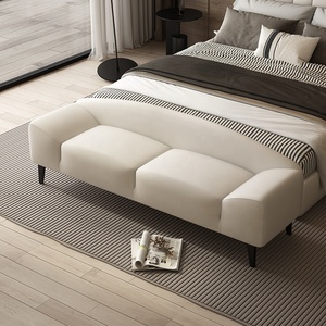 Luxury High-End <strong>Leather</strong> Bed Stool &amp; Bench Modern Minimalist Bedroom Ottoman for Clothes <strong>Storage</strong> - Product Image 1