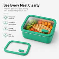 Boîte de conservation alimentaire hermétique avec couvercle en verre, logo personnalisé, boîte à lunch en acier inoxydable, boîtes à lunch vertes pour adultes