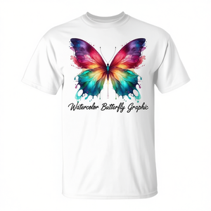 T-shirt pour femme avec motif papillon aquarelle - Product Image 2