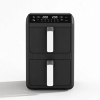 Four à friture sans huile double panier 5+5L avec écran LED et contrôle numérique pour cuisson, pâtisserie, rôtissage, déshydratation et protection contre la surchauffe