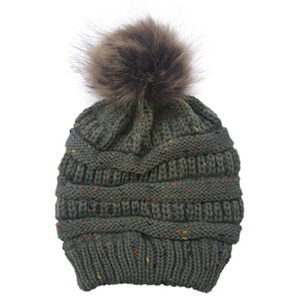 <span class=keywords><strong>Bonnet</strong></span> en tricot pour femmes, queue de cheval Slouchy, Baggy épais avec Faux <span class=keywords><strong>pompon</strong></span> en <span class=keywords><strong>fausse</strong></span> <span class=keywords><strong>fourrure</strong></span>, chapeau d'hiver - Product Image 2