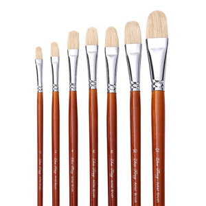 Ensemble de 7 pinceaux à huile professionnels en poils de sanglier naturels à long manche en bois pour la <span class=keywords><strong>peinture</strong></span> à l'huile et à l'acrylique - Product Image 4