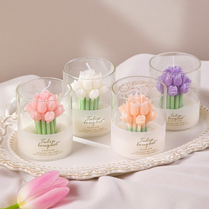 Bougies parfumées marque blanche personnalisées DKB bougie en forme de fleur non toxique d'anniversaire de décoration de la maison - Product Image 6