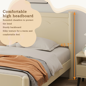 Lit plateforme moderne en bois taille King avec tête de lit réglable et convertible, pieds en bois massif, design de lit confortable - Product Image 3