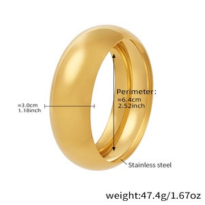 High End 18k PVD Gold Plated Chunky Cambered Surface Simple <strong>Bangle</strong> <strong>Bracelet</strong> Women Trendy Stainless Steel Gifts Wholesale - Product Image 5