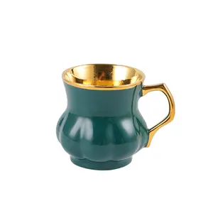 Taza de té con borde dorado de cerámica, taza de café árabe de porcelana, estilo de Oriente Medio
