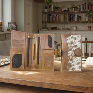 Portefeuille fin de luxe personnalisé Boshiho, en cuir de vachette et fourrure, avec fermeture éclair, fenêtre RFID pour carte d'identité et emplacement pour cartes de crédit - Product Image 5