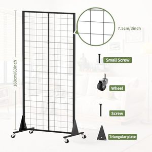 Portable Eco-Friendly Powder Coated 5-Layer <strong>Grid</strong> <strong>Wall</strong> Panels 2' X 5.5' Floor Standing Detachable <strong>Display</strong> <strong>Stand</strong> - Product Image 1