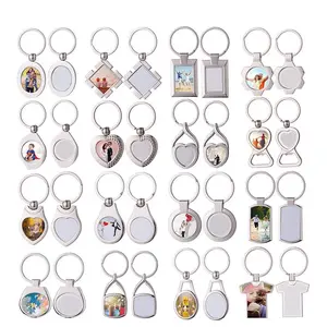 Sublimation Blanks Heat Press Printed Transfer Keychain Metal Photo Single-Sided Key Holder Gift For Father Mother Family Couple