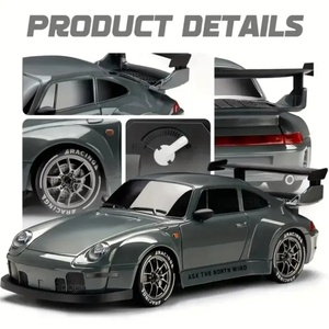 Coche de Carreras a Escala 1:24, Modelo Porsche 911, 4WD, Control Remoto, Derrape, 2.4GHz, Superdeportivo, con Giroscopio, Luces LED, Juguete - Product Image 2