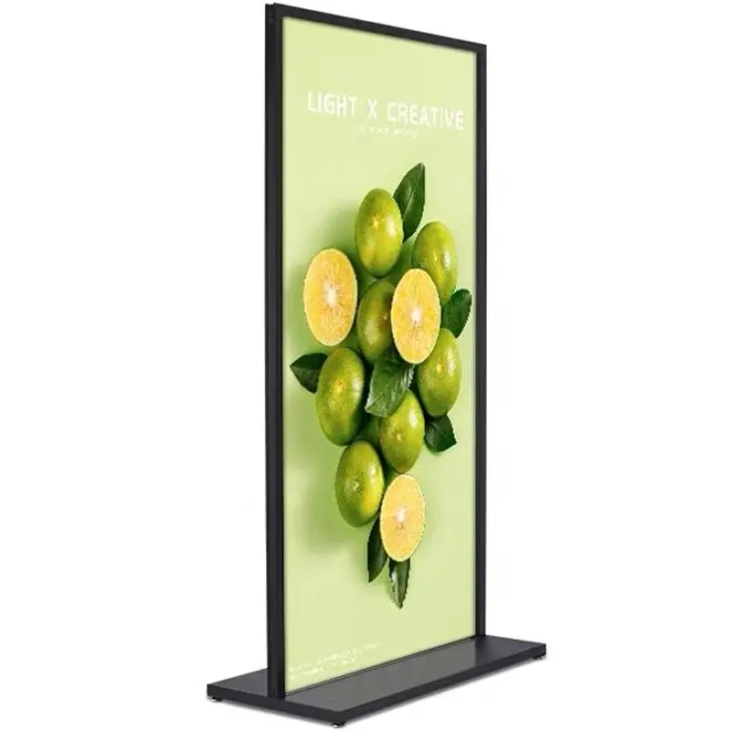 Kapı tipi ekran standı 80x180 çift taraflı KT kurulu rüzgar geçirmez reklam ışık kutusu stand-up zemin ayakta