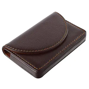 Low MOQ Luxury Handmade Customized Logo PU Leather Business Name Card Case Pocket Holders Name Magnetic Shut Card Carrier