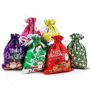 <b>Christmas</b> Drawstring <b>Gift</b> <b>Bags</b> 2026 Novelty Xmas Treat Sacks for Candy Cookies - Holiday Party Decoration & Favor Pouches Set - Product Image 1