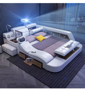 Lit intelligent multifonctionnel de luxe moderne de haute qualité avec rangement, lit rembourré TB01JY, appui-tête réglable fourni - Product Image 3