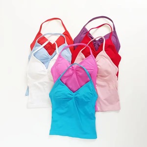New Lace-Up Long Strap Premium Sports Yoga Tank Top, Women Back Cutout Gym <strong>Bra</strong>, Cute Open Back Running Workout Vest - Product Image 3