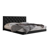 Lit double suspendu en cuir souple, style italien minimaliste, grand format, capitonné, pour chambre parentale moderne