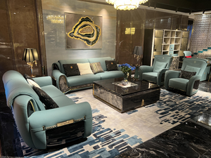 फोशान थोक लक्जरी आधुनिक फर्नीचर सोफे का निर्माण कर रहे हैं लिविंग रूम सोफा सेट डिजाइन टफ्टेड सोफा काला और सोना - Product Image 3