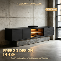 Aparador Industrial Negro Mate Personalizado con Estante con Pantalla LED |   Puertas sin tiradores |   OEM ODM |   Cantidad mínima de pedido: 1 unidad |   Diseño 3D Gratuito en 48h