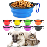 Bol de nourriture portable pour chien de compagnie de 350ml bol pliable en silicone TPE de couleur différente pour animaux de compagnie en plastique