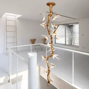 Luxury Dining Room Modern Bird Glass Chandelier Pendant Lamp Tree Branch Chandelier