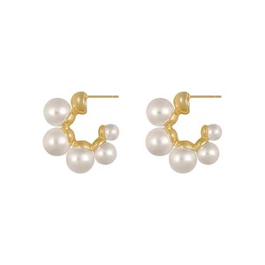 SongYi S925 gümüş iğne alaşım Minimalist tasarım moda kadın inci saplama küpe - Product Image 6