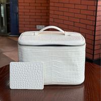Tas Kosmetik Kulit EMG7537, Tas Perjalanan Zipper Mewah Lucu Putih Desainer, Dompet Lipstik Kecil, Dompet Uang, Tas Buaya Custom