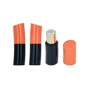 Contenedor de lápiz labial único, forma de flexión, tubos de lápiz labial de plástico ABS, etiqueta privada personalizada, tubo de bálsamo labial vacío
