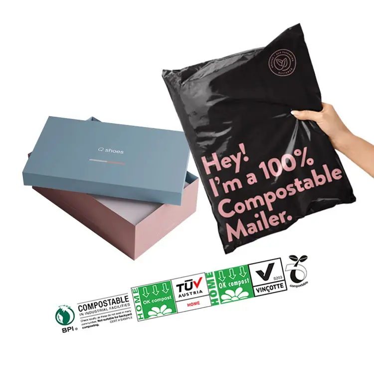Bolsa de correo Biodegradable para cajas de zapatos, embalaje de envío Biodegradable ecológico personalizado