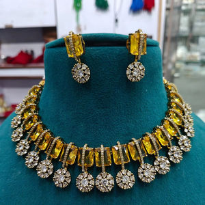 Conjunto de pendientes de collar de gargantilla de lujo de latón de calidad superior chapado en oro bodas fiestas aniversarios compromisos - Product Image 2