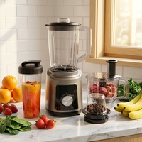 Blender portable en acier inoxydable haute vitesse, moteur 800W, pot de 1,6L, anti-fuite, appareil de cuisine avec 3 vitesses pour usage domestique
