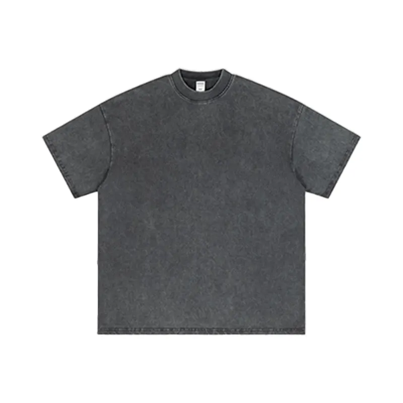 Toptan % 100% pamuk 280G ağır yıkanmış tee düz renk T-Shirt artı boyutu erkek kısa kollu boy t shirt grafik t shirt