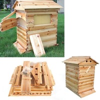 Set Completo de 7 Piezas de Colmena de Abejas Autofluyente para Apicultura, Caja de Colmena y Marcos de Miel en Madera de Abeto Chino