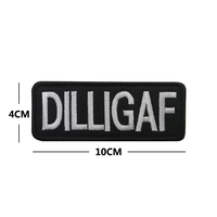 Broderie de qualité personnalisée DILLIGAF couleur noire couture sur tissu vêtements Patch de lettre avec visage en cerceau