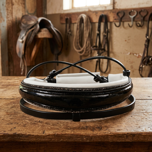 สายรัดจมูกม้าสีดำคุณภาพดี พร้อมแผ่นรองสีขาวและดีไซน์แบบ Crank สำหรับใช้งานกีฬาขี่ม้า ผู้ผลิตและผู้ค้าส่ง - Product Image 4