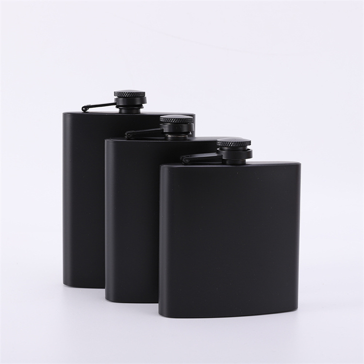 Matte Black Stainless Steel Hip Flask - 8 Oz With Funnel & Shot Cups (Set Of 2)