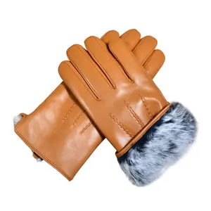 2023 hiver véritable peau de mouton cuir gants hiver moto gants écran tactile gants Rex lapin fourrure doublure