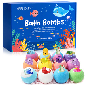 SEFUDUN Vente en gros de 12 bombes de bain moussantes magiques, luxueuses, naturelles, arc-en-ciel, pour enfants, avec des jouets surprise à l'intérieur - Product Image 2