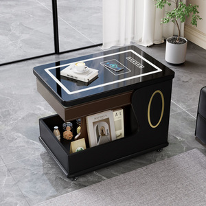 Nuovo stile moderno <span class=keywords><strong>soggiorno</strong></span> in <span class=keywords><strong>legno</strong></span> <span class=keywords><strong>massello</strong></span> quadrato ascensore tavolo da caffè portaoggetti mobile con ruote - Product Image 5