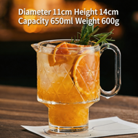 Mug à café en verre grande capacité populaire avec poignée, idéal pour restaurant, café, café glacé, verre à bière, verre à cocktail