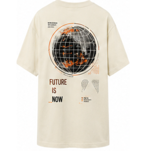 เสื้อยืดคอกลมสีขาวสำหรับผู้ชาย ลายพิมพ์ Future Vibes เนื้อผ้านุ่ม ระบายอากาศได้ดี แขนสั้น สวมใส่สบายๆ ในฤดูร้อน สไตล์สตรีทแวร์ - Product Image 3