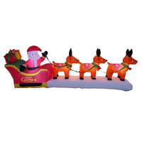 Décorations de jardin gonflables pour fêtes extérieures : Traîneau du Grinch vert et Père Noël gonflable festif de Noël