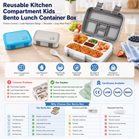 Boîte à lunch bento réutilisable pour enfants, compartimentée, pour le stockage des aliments, boîte à lunch pour l'école