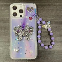 Coque de téléphone fantaisie en TPU avec chaîne pour iPhone 18 17 16 15 14 13 et Infinix Hot60I Hot50I Hot40I, motif papillon, brillante et féminine