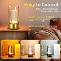 Lampe de table LED moderne, simple et luxueuse, en aluminium, rechargeable par USB, avec commande tactile, abat-jour en cristal, design portable sans fil, intensité réglable