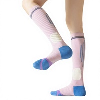 Chaussettes de compression pour femmes - Matière polyester antidérapante anti-frottement, longueur genou, pour la course à pied, la corde à sauter, le yoga