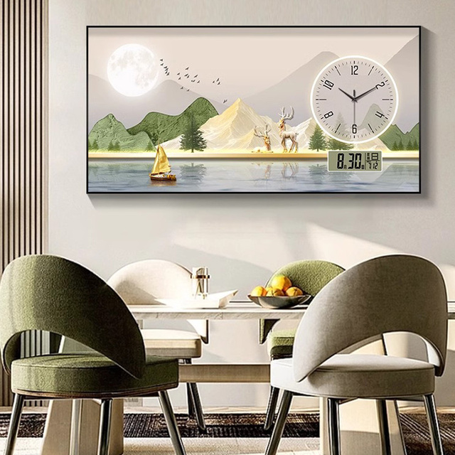 Living Room Household Calendar Clock Restaurant New Product Modern Clock Decorative Painting Home Decor Wall Art with Clock