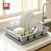 Égouttoir à vaisselle Haixing en plastique, essentiel pour l'organisation et le rangement, avec porte-couverts et plateau pour comptoir de cuisine et maison