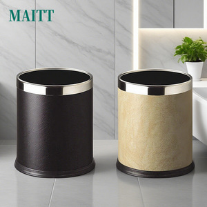 Poubelles rondes en cuir double couche épaissi, vente en gros d'usine, pour la maison, l'hôtel, le salon, le bureau, la cuisine, la chambre, la salle de bain - Product Image 4