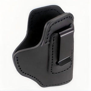 Étui tactique <span class=keywords><strong>compact</strong></span> en cuir pleine fleur unisexe avec fermeture à fermoir pour armes de poche dissimulées, pochette noire - Product Image 1